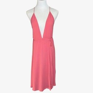 Reformation Shirley Strappy Wrap Dress in Pink Size Small